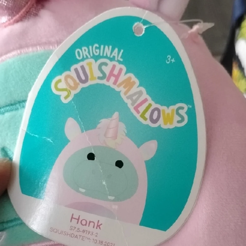 Squishmallows Pink and Mint Hank Hippo In Unicorn Costume